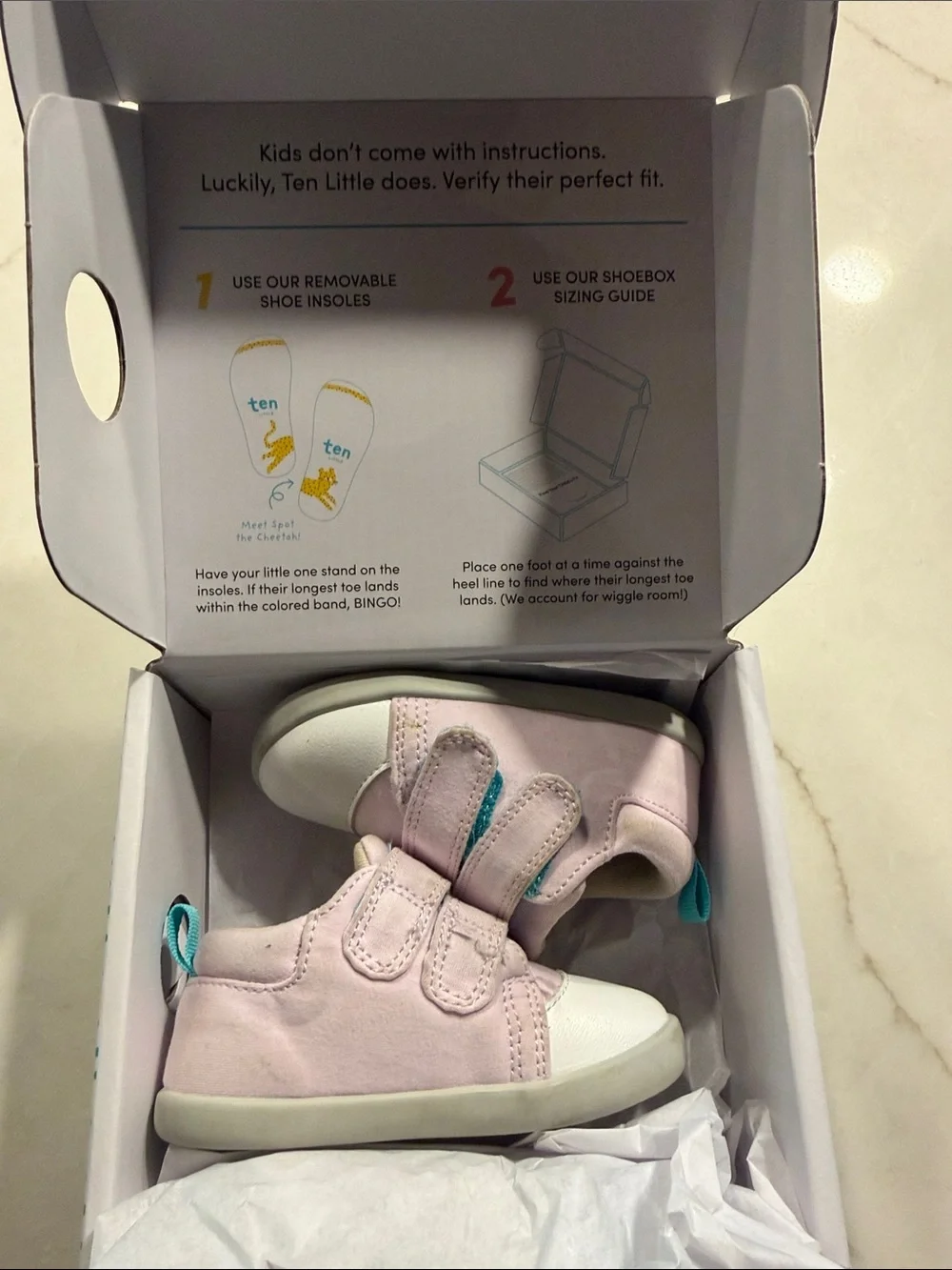 Toddler Walker Shoes, Ten Little Size US 4.5, in Light Purple and White.